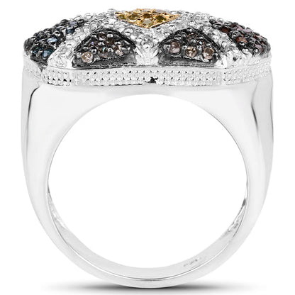 0.61 Carat Genuine Multi Diamond .925 Sterling Silver Ring Bids.com