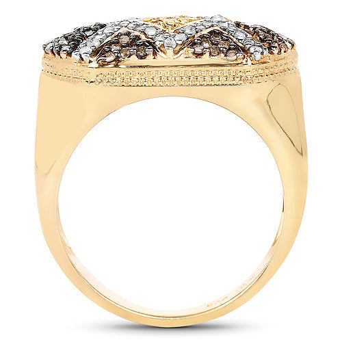 14K Yellow Gold Plated 0.61 Carat Genuine Multi Diamond .925 Sterling Silver Ring Bids.com