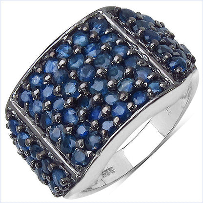 2.86 Carat Genuine Blue Sapphire .925 Sterling Silver Ring Bids.com