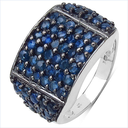 2.86 Carat Genuine Blue Sapphire .925 Sterling Silver Ring Bids.com