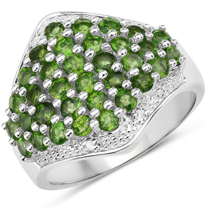 2.41 Carat Genuine Chrome Diopside and White Topaz .925 Sterling Silver Ring Bids.com