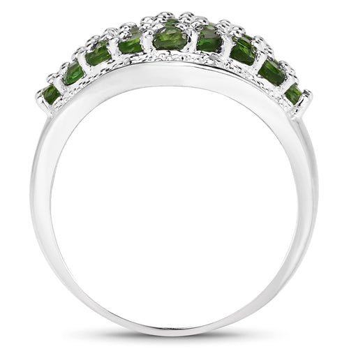 2.41 Carat Genuine Chrome Diopside and White Topaz .925 Sterling Silver Ring Bids.com