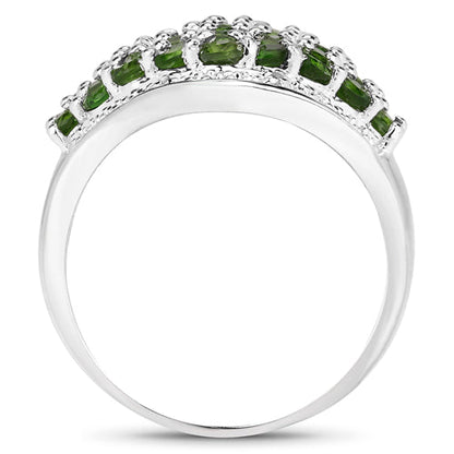 2.41 Carat Genuine Chrome Diopside and White Topaz .925 Sterling Silver Ring Bids.com