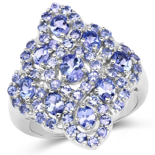3.31 Carat Genuine Tanzanite .925 Sterling Silver Ring Bids.com