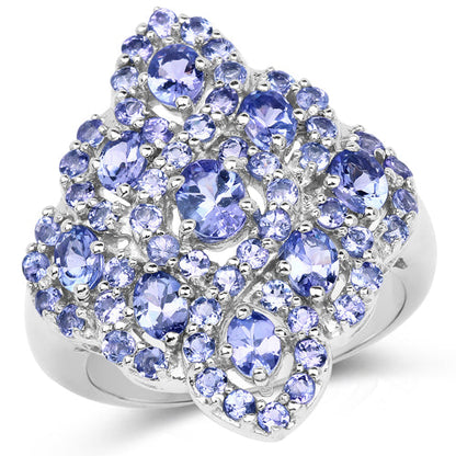 3.31 Carat Genuine Tanzanite .925 Sterling Silver Ring Bids.com