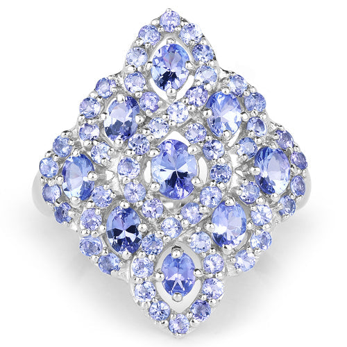 3.31 Carat Genuine Tanzanite .925 Sterling Silver Ring Bids.com