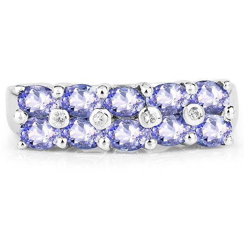1.76 Carat Genuine Tanzanite and White Sapphire .925 Sterling Silver Ring Bids.com