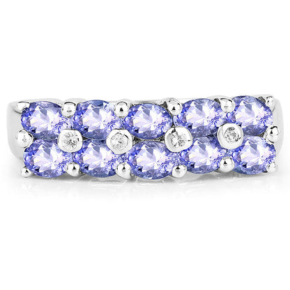 1.76 Carat Genuine Tanzanite and White Sapphire .925 Sterling Silver Ring Bids.com