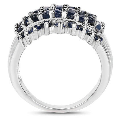 2.70 Carat Genuine Blue Sapphire .925 Sterling Silver Ring Bids.com