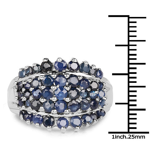 2.70 Carat Genuine Blue Sapphire .925 Sterling Silver Ring Bids.com