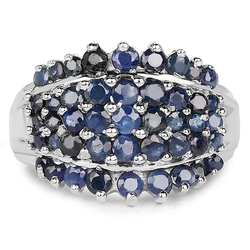2.70 Carat Genuine Blue Sapphire .925 Sterling Silver Ring Bids.com