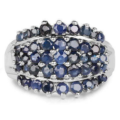 2.70 Carat Genuine Blue Sapphire .925 Sterling Silver Ring Bids.com