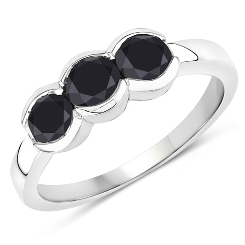 1.22 Carat Genuine Black Diamond .925 Sterling Silver Ring Bids.com