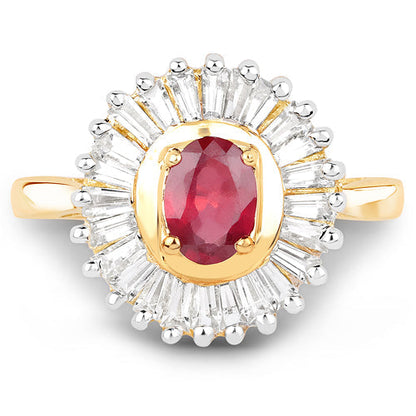 14K Yellow Gold Plated 2.44 Carat Glass Filled Ruby and White Topaz .925 Sterling Silver Ring Bids.com
