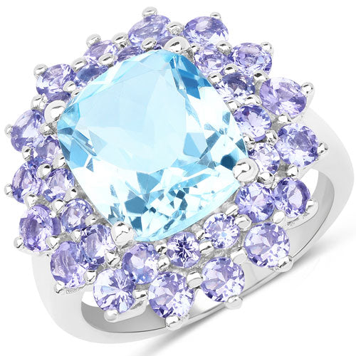 11.22 Carat Genuine Blue Topaz and Tanzanite .925 Sterling Silver Ring Bids.com