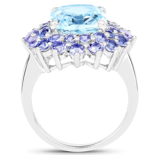 11.22 Carat Genuine Blue Topaz and Tanzanite .925 Sterling Silver Ring Bids.com