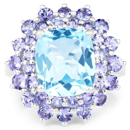 11.22 Carat Genuine Blue Topaz and Tanzanite .925 Sterling Silver Ring Bids.com