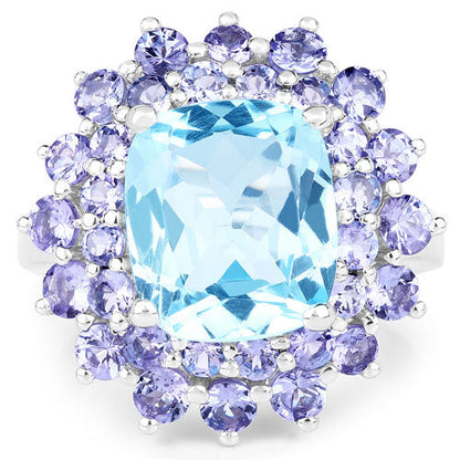 11.22 Carat Genuine Blue Topaz and Tanzanite .925 Sterling Silver Ring Bids.com