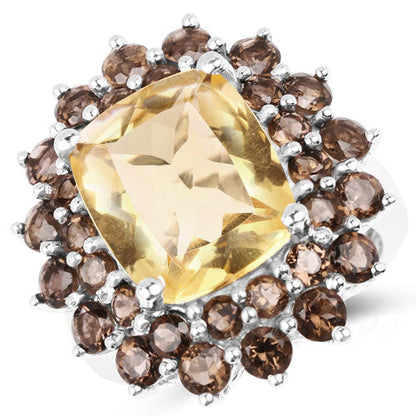 8.95 Carat Genuine Citrine and Smoky Quartz .925 Sterling Silver Ring Bids.com