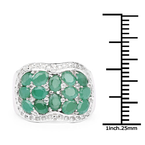 2.20 Carat Genuine Emerald & White Topaz .925 Sterling Silver Ring Bids.com