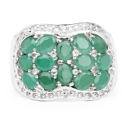 2.20 Carat Genuine Emerald & White Topaz .925 Sterling Silver Ring Bids.com