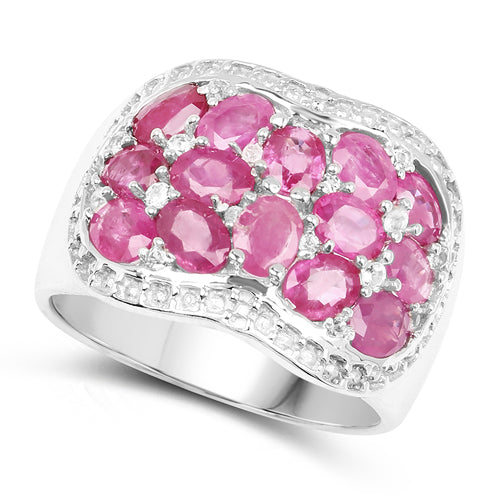 3.04 Carat Genuine Ruby & White Topaz .925 Sterling Silver Ring Bids.com