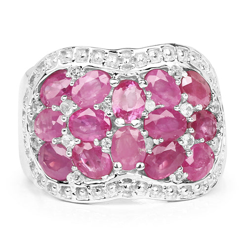 3.04 Carat Genuine Ruby & White Topaz .925 Sterling Silver Ring Bids.com