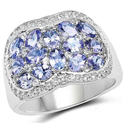 2.62 Carat Genuine Tanzanite and White Topaz .925 Sterling Silver Ring Bids.com