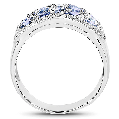 2.62 Carat Genuine Tanzanite and White Topaz .925 Sterling Silver Ring Bids.com