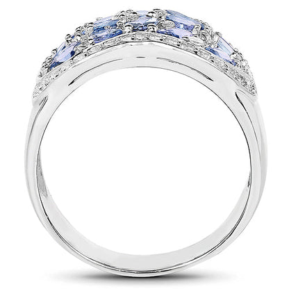 2.62 Carat Genuine Tanzanite and White Topaz .925 Sterling Silver Ring Bids.com