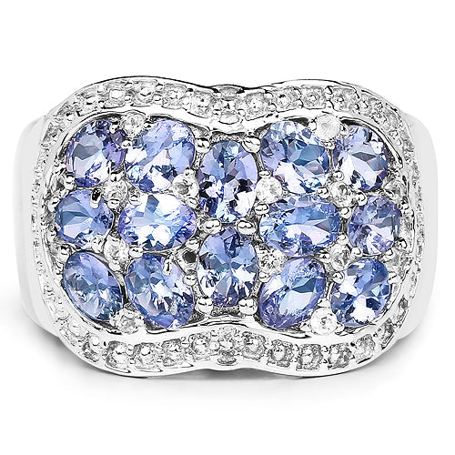 2.62 Carat Genuine Tanzanite and White Topaz .925 Sterling Silver Ring Bids.com