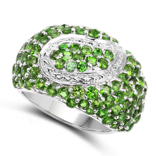 5.18 Carat Genuine Chrome Diopside .925 Sterling Silver Ring Bids.com