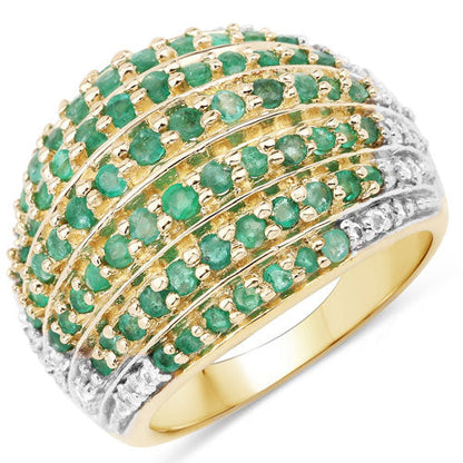 2.16 Carat Genuine Emerald and White Topaz .925 Sterling Silver Ring Bids.com