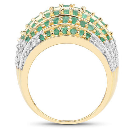 2.16 Carat Genuine Emerald and White Topaz .925 Sterling Silver Ring Bids.com