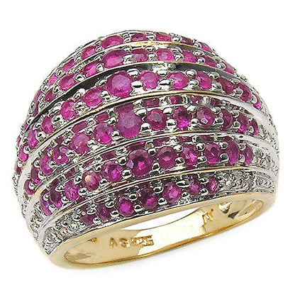14K Yellow Gold Plated 2.94 Carat Genuine Ruby & White Topaz .925 Sterling Silver Ring Bids.com