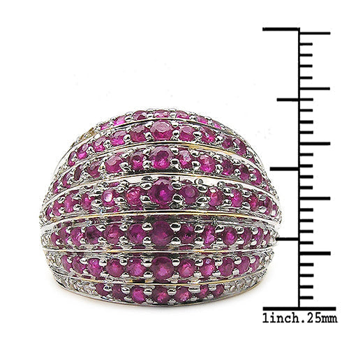 14K Yellow Gold Plated 2.94 Carat Genuine Ruby & White Topaz .925 Sterling Silver Ring Bids.com