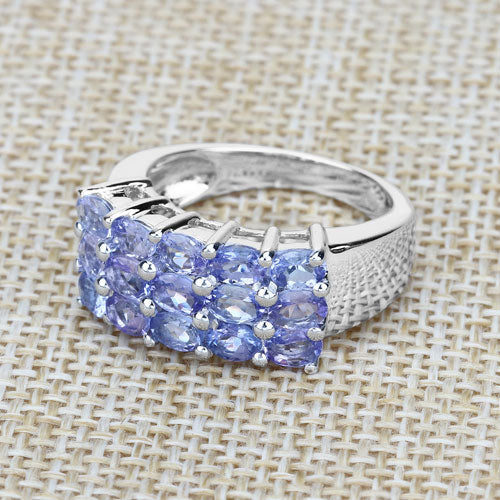 2.55 Carat Genuine Tanzanite .925 Sterling Silver Ring Bids.com