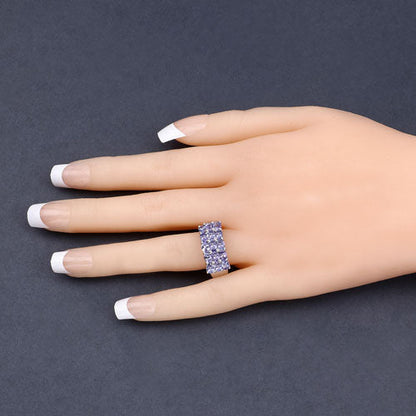 2.55 Carat Genuine Tanzanite .925 Sterling Silver Ring Bids.com