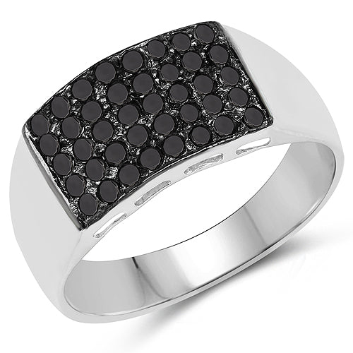 0.43 Carat Genuine Black Diamond .925 Sterling Silver Ring Bids.com