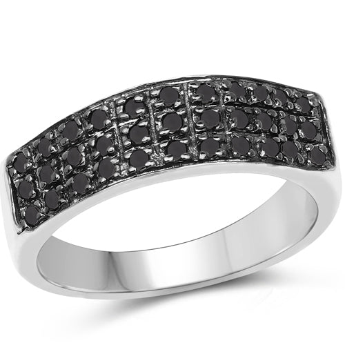 0.35 Carat Genuine Black Diamond .925 Sterling Silver Ring Bids.com