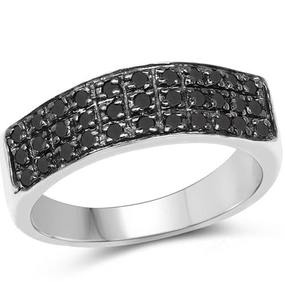 0.35 Carat Genuine Black Diamond .925 Sterling Silver Ring Bids.com