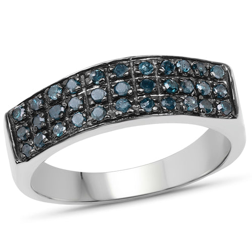 0.40 Carat Genuine Blue Diamond .925 Sterling Silver Ring Bids.com