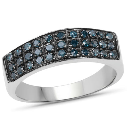 0.40 Carat Genuine Blue Diamond .925 Sterling Silver Ring Bids.com