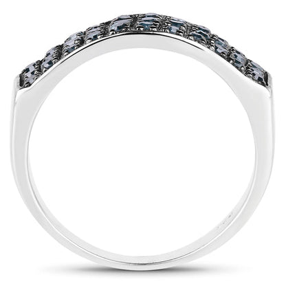 0.40 Carat Genuine Blue Diamond .925 Sterling Silver Ring Bids.com