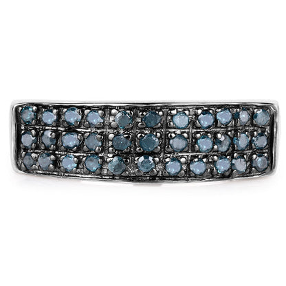 0.40 Carat Genuine Blue Diamond .925 Sterling Silver Ring Bids.com