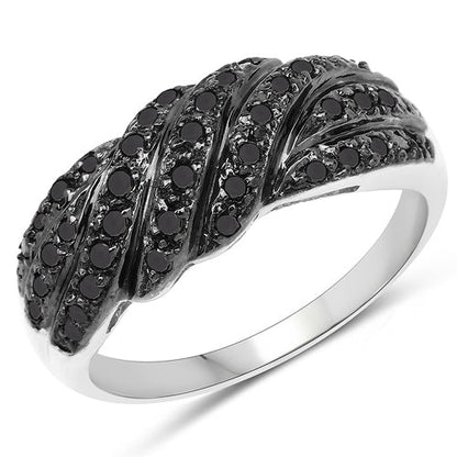 0.35 Carat Genuine Black Diamond .925 Sterling Silver Ring Bids.com