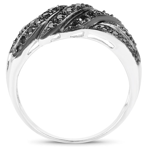 0.35 Carat Genuine Black Diamond .925 Sterling Silver Ring Bids.com