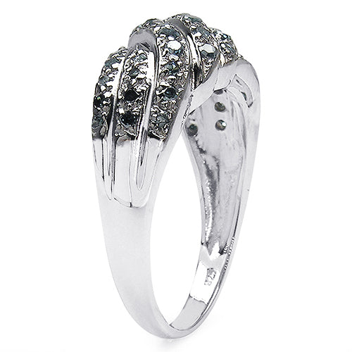 0.36 Carat Genuine Blue Diamond .925 Sterling Silver Ring Bids.com
