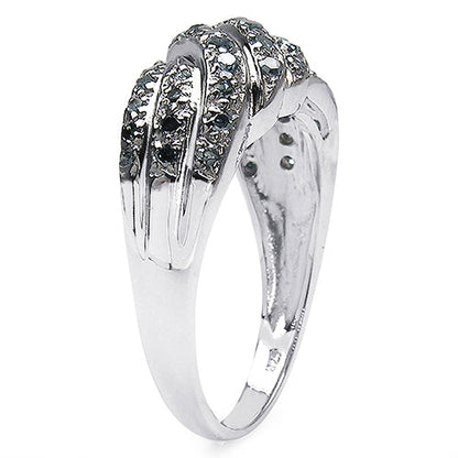 0.36 Carat Genuine Blue Diamond .925 Sterling Silver Ring Bids.com