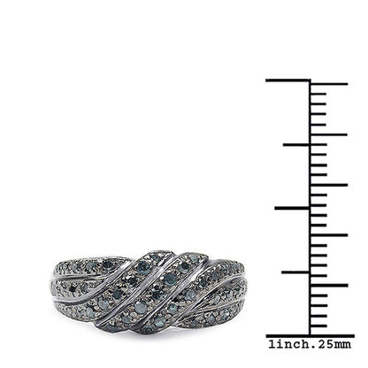 0.36 Carat Genuine Blue Diamond .925 Sterling Silver Ring Bids.com